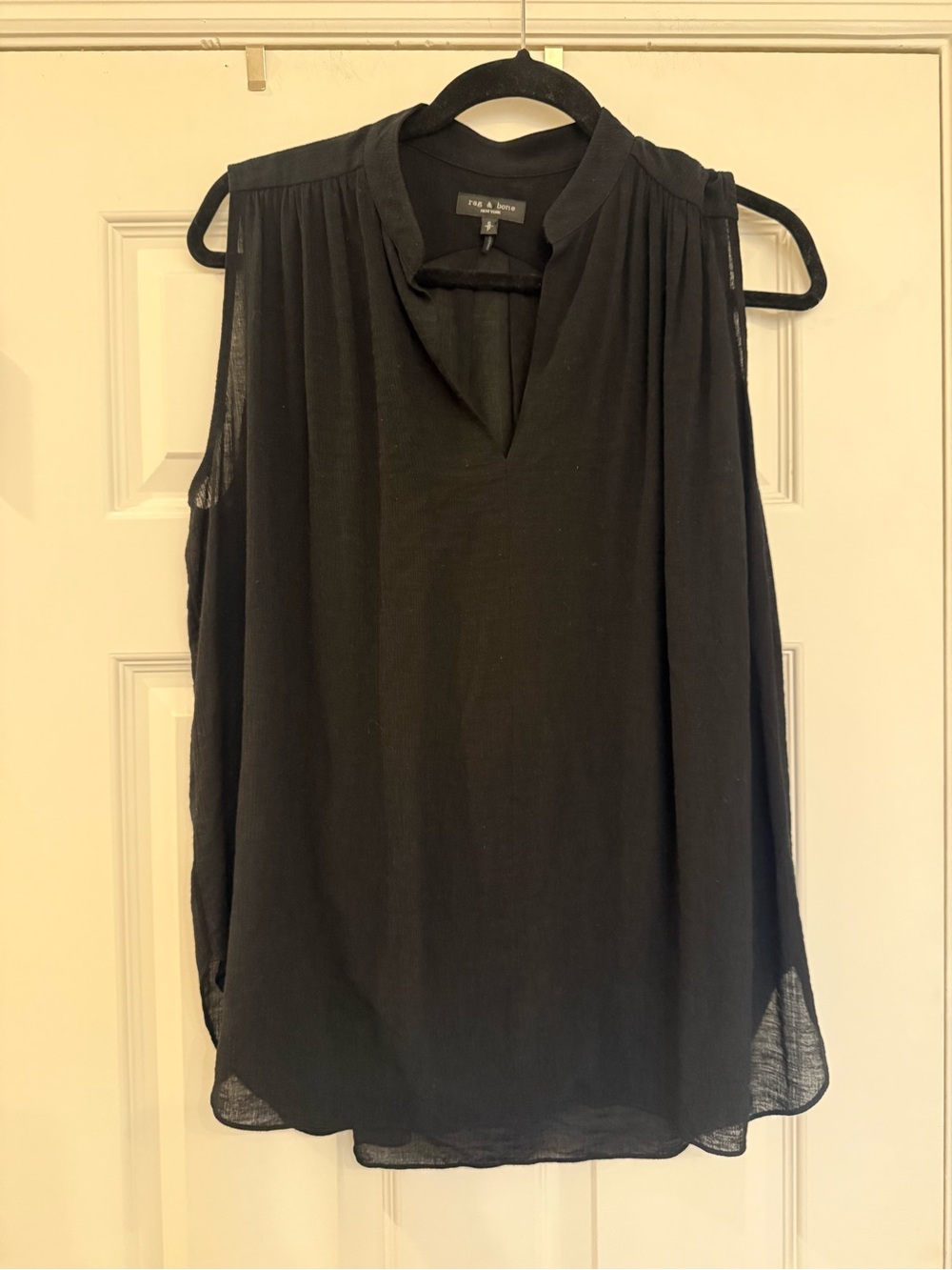 Rag & Bone V Neck Black Tissue Sleeveless Tank Blouse Small